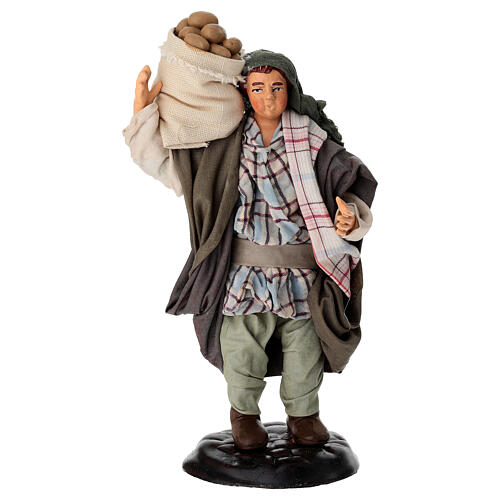 Mężczyzna z workiem ziemniaków - figurka z terakoty, szopka neapolitańska 18 cm 1
