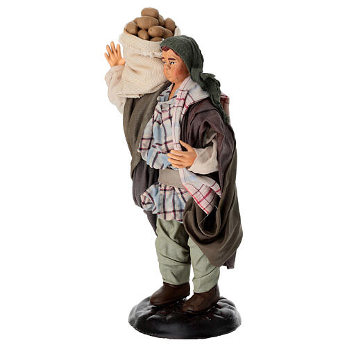 Mężczyzna z workiem ziemniaków - figurka z terakoty, szopka neapolitańska 18 cm 2