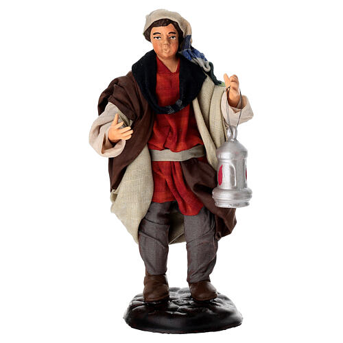 Uomo con lanterna terracotta 18 cm presepe napoletano 1