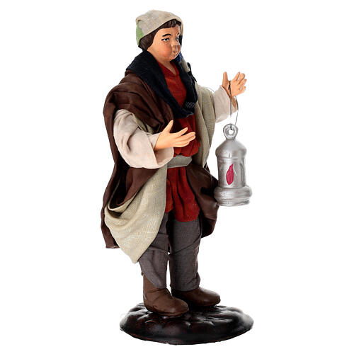 Uomo con lanterna terracotta 18 cm presepe napoletano 3