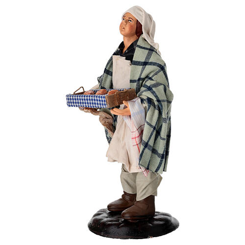 Padeiro com pão 18 cm em terracota para presépio napolitano 4