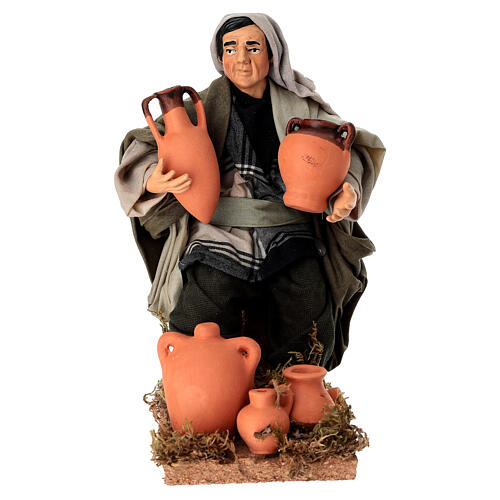 Uomo che aggiusta anfore terracotta 18 cm presepe napoletano 1