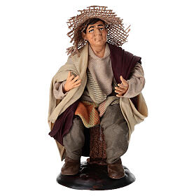 Uomo seduto terracotta 18 cm presepe napoletano