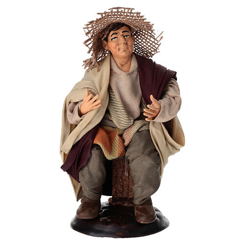 Uomo seduto terracotta 18 cm presepe napoletano 1