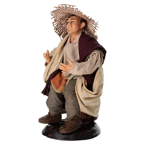Siedzący mężczyzna - figurka z terakoty, szopka neapolitańska 18 cm 2