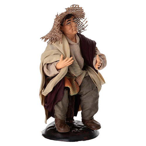 Siedzący mężczyzna - figurka z terakoty, szopka neapolitańska 18 cm 3