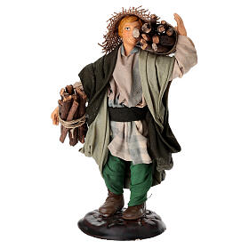 Boscaiolo con ceppi di legna 18 cm terracotta presepe napoletano