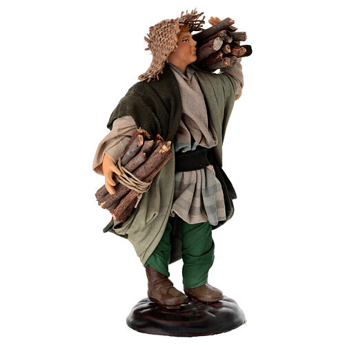 Boscaiolo con ceppi di legna 18 cm terracotta presepe napoletano 2