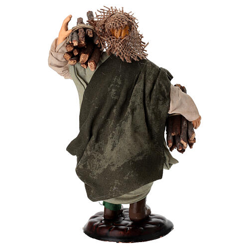 Boscaiolo con ceppi di legna 18 cm terracotta presepe napoletano 4