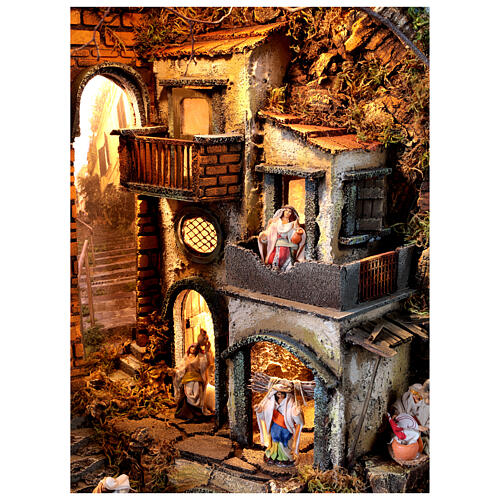 Krippenszene im großen Weckergehäuse – neapolitanische Nativität, 6 cm Figurenserie, 30 × 55 × 85 cm 4