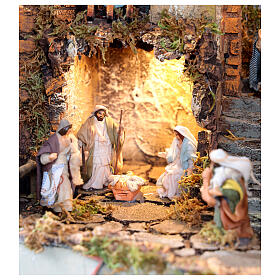 Sveglia maxi presepe napoletano Natività 6 cm 30x55x85 cm