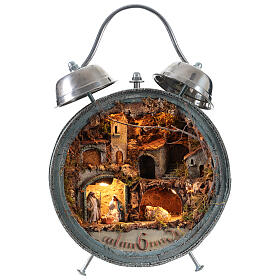 Alarm clock with 6 cm Neapolitan Nativity Scene, 15x30x50 cm