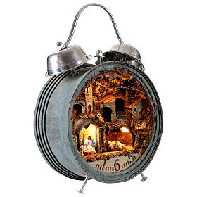 Alarm clock with 6 cm Neapolitan Nativity Scene, 15x30x50 cm