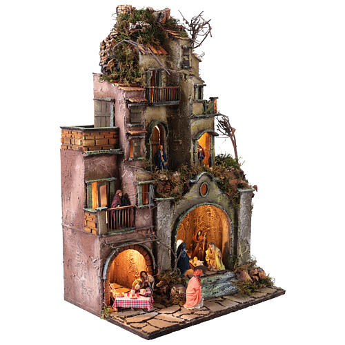 Borgo a livelli con arcata Natività 8 cm terracotta 30x40x70 cm 5