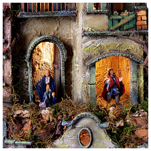 Borgo a livelli con arcata Natività 8 cm terracotta 30x40x70 cm 6
