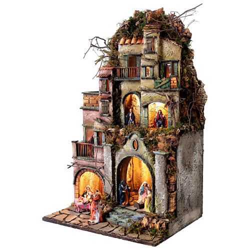 Vila em níveis com arco Natividade 8 cm terracota 30x40x70 cm 3