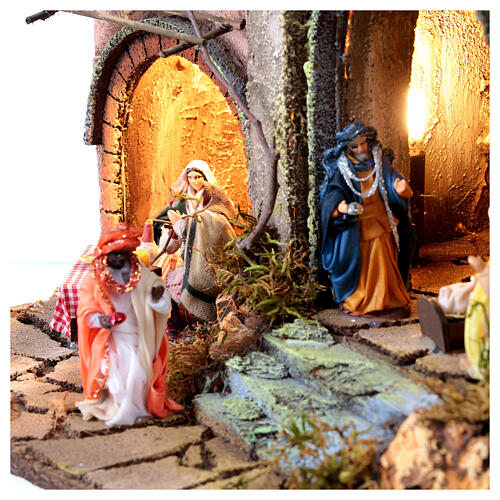Nativity village tiered with arch, 8 cm terracotta figures, 30x40x70 cm 7