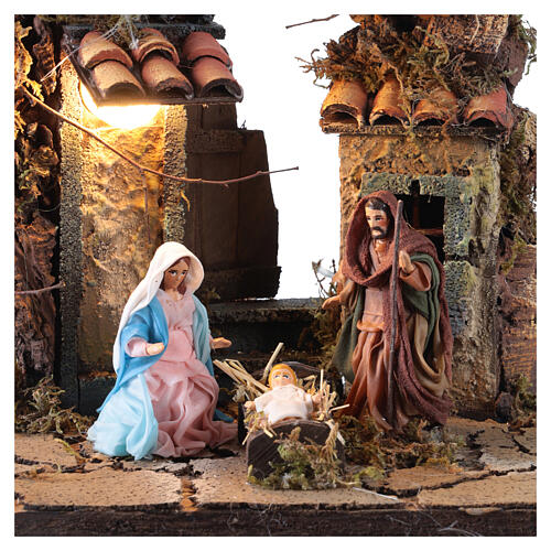 Terracotta Nativity Scene portal, 8 cm Neapolitan Nativity, 15x20x25 cm 2