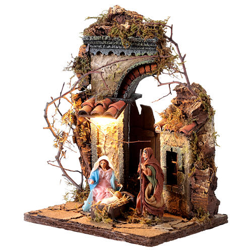 Portail avec Nativité en terre cuite 8 cm crèche napolitaine 15x20x25 cm 3