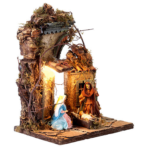 Portale con Natività terracotta 8 cm presepe napoletano 15x20x25 cm 4