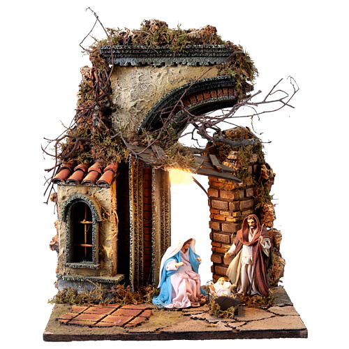 Portale con Natività terracotta presepe napoletano 12 cm 25x30x40 cm 1