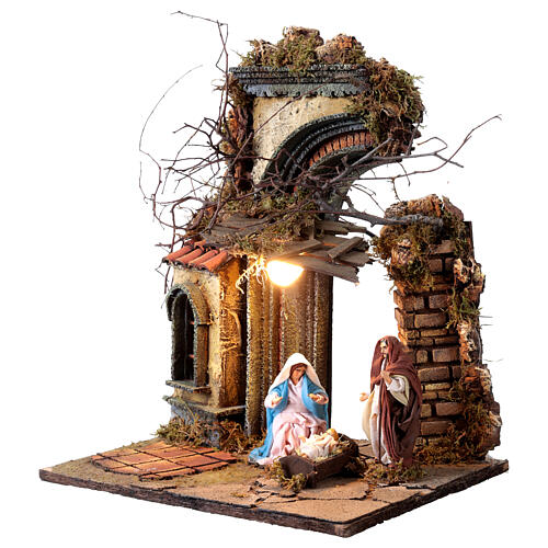 Portal ze Świętą Rodziną z terakoty, szopka neapolitańska 12 cm, 25 x 30 x 40 cm 2