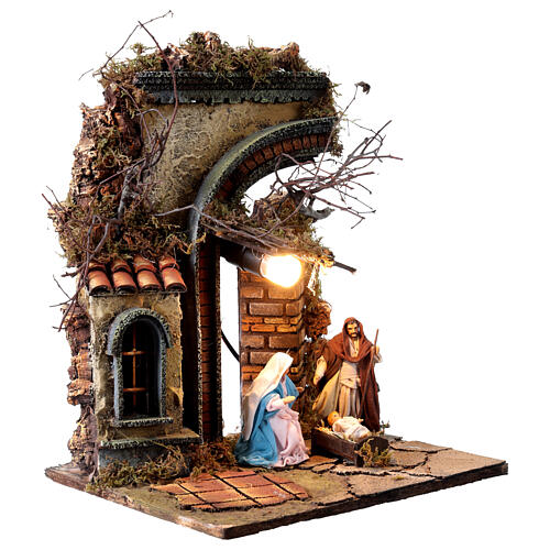 Portal ze Świętą Rodziną z terakoty, szopka neapolitańska 12 cm, 25 x 30 x 40 cm 3