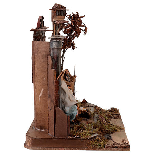 Temple with portal and 20 cm terracotta Nativity Scene, 45x50x55 cm 5