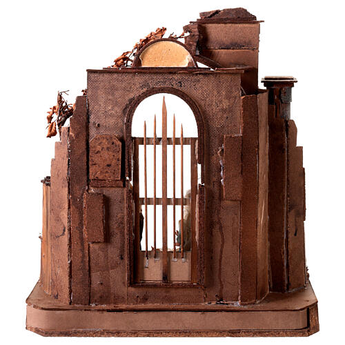 Temple with portal and 20 cm terracotta Nativity Scene, 45x50x55 cm 6