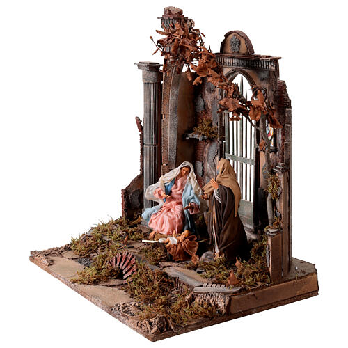 Tempio con portale con Natività terracotta presepe napoletano 20 cm 45x50x55 cm 3