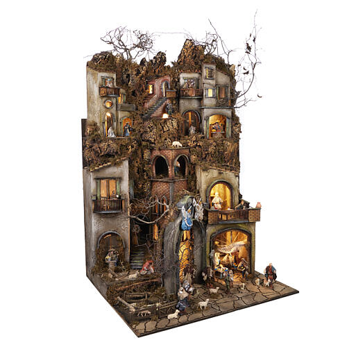 Village 80x70 cm crèche napolitaine 12 cm avec mouvement mod. A 4