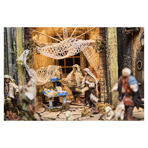 Village 80x70 cm crèche napolitaine 12 cm avec mouvement mod. A 5