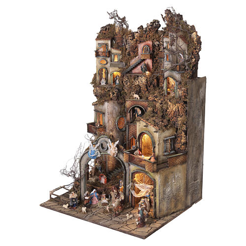 Village 80x70 cm crèche napolitaine 12 cm avec mouvement mod. A 7
