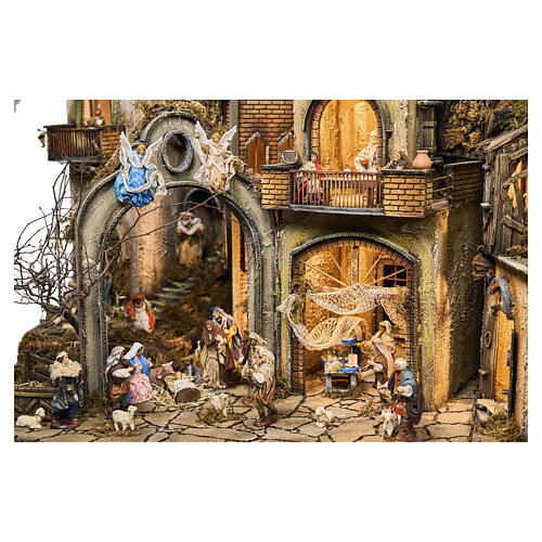 Borgo 80x70 cm presepe napoletano 12 cm con movimento mod. A 3