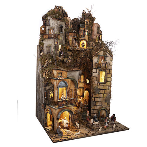Neapolitan Nativity Village, 80x70 cm, 12 cm figures with motion, model B 3