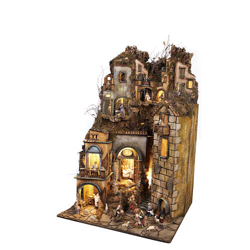 Neapolitan Nativity Village, 80x70 cm, 12 cm figures with motion, model B 5