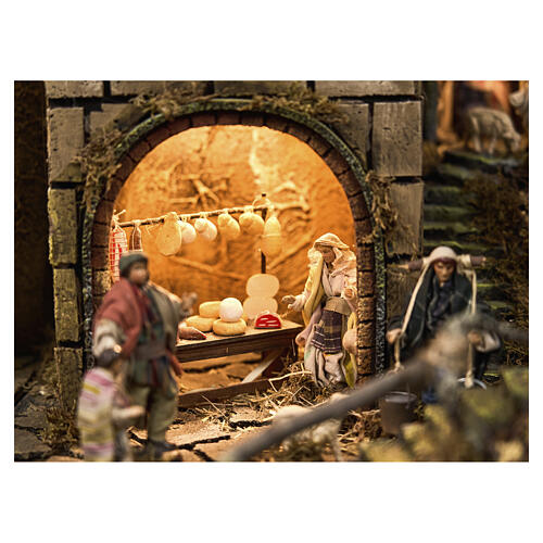 Neapolitan Nativity Village, 80x70 cm, 12 cm figures with motion, model B 6