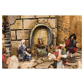 Neapolitan Nativity Scene village 80x71 cm for 12 cm figurines with animation - Model B
