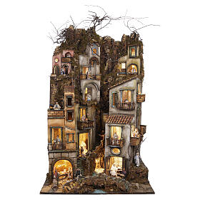 Pueblo estatuas 12 cm 80x70 cm belén napolitano con movimiento mod. C