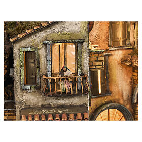 Borgo statuine 12 cm 80x70 cm presepe napoletano con movimento mod. C
