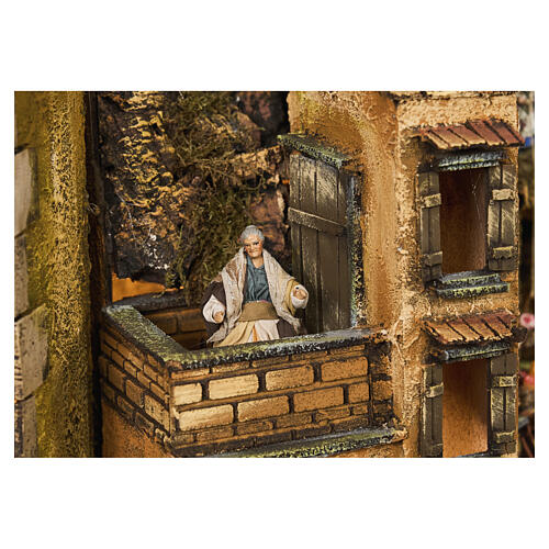 Borgo statuine 12 cm 80x70 cm presepe napoletano con movimento mod. C 4