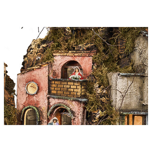 Borgo statuine 12 cm 80x70 cm presepe napoletano con movimento mod. C 6