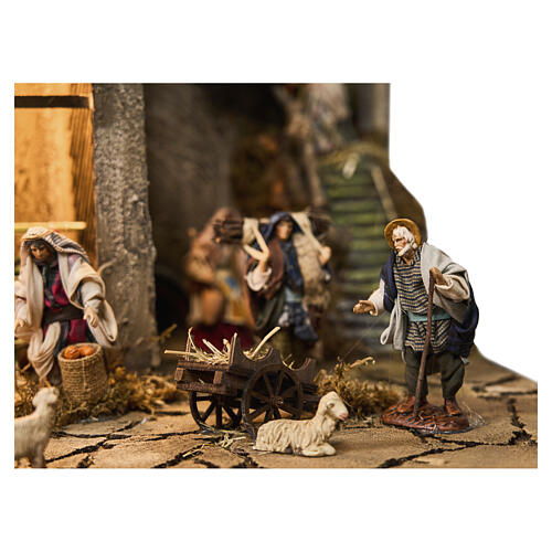 Dorfkulisse – modulare neapolitanische Krippenlandschaft mit Beleuchtung und Bewegungsfunktion, für 12 cm Krippe, 80 × 70 cm, Modul D 9