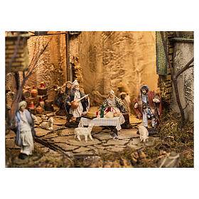 Village modulaire 80x70 cm crèche napolitaine 12 cm avec mouvement mod. D