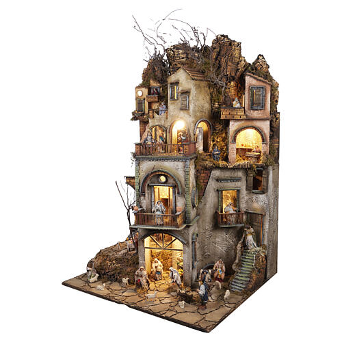 Borgo modulare  80x70 cm presepe napoletano 12 cm con movimento mod. D 4