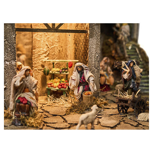 Borgo modulare  80x70 cm presepe napoletano 12 cm con movimento mod. D 6