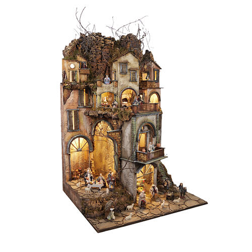 Borgo modulare  80x70 cm presepe napoletano 12 cm con movimento mod. D 7