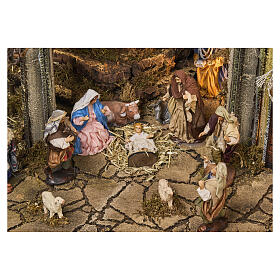 Modulare Dorfszenerie – für 12-cm-Krippe, mit Beleuchtung und Bewegung, 125×320×70 cm, neapolitanischer Stil