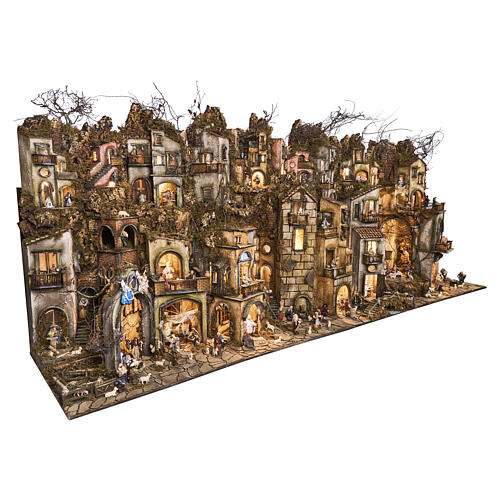 Village modulaire complet crèche napolitaine 12 cm avec mouvement 125x320x70 cm 4