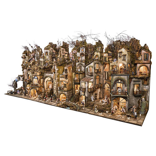 Village modulaire complet crèche napolitaine 12 cm avec mouvement 125x320x70 cm 7